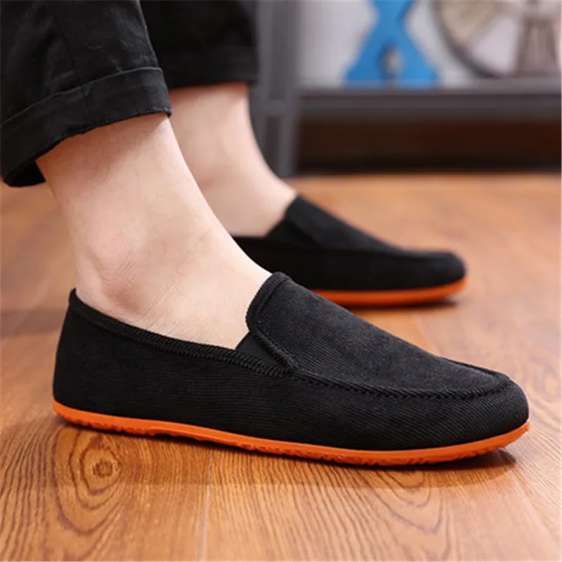 

Light New Fashion Canvas Hemp Cotton Fabric Rubber Fisherman Casual Solid Slip-On Round Toe Spring Autumn 2019 Flats Men Shoes