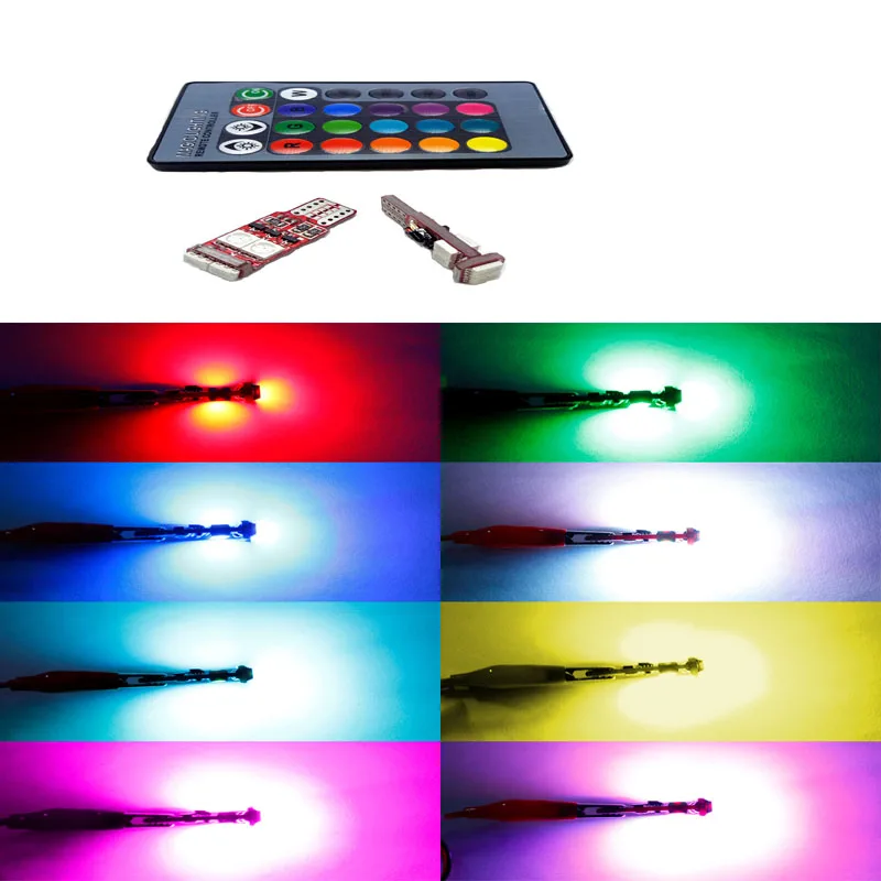 2 шт. RGB многоцветный 6 SMD 5050 Автомобильный светодиодный светильник 194 T10 W5W 12V Клин
