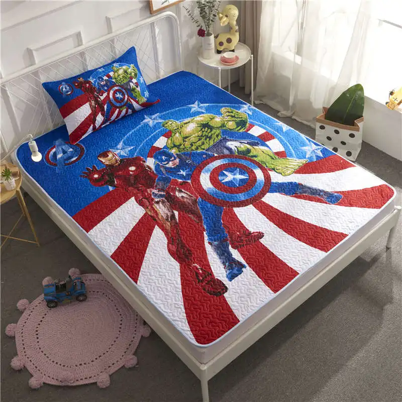 The Avengers Captain America Printed Bedding Set Twin Size Bedspread Coverlets for Kids Bedroom Decoration pillow case Children | Дом и сад