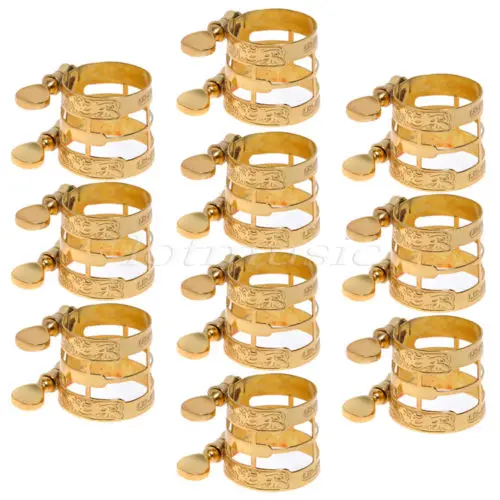 10 Pcs Gold Carving Ligature for Alto Sax And Clarinet Parts Replacement