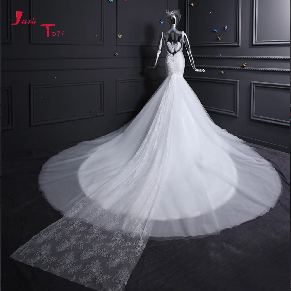 Jark Tozr Robe De Mariee милые на бретелях белые свадебные платья фатиновое годе свадебное
