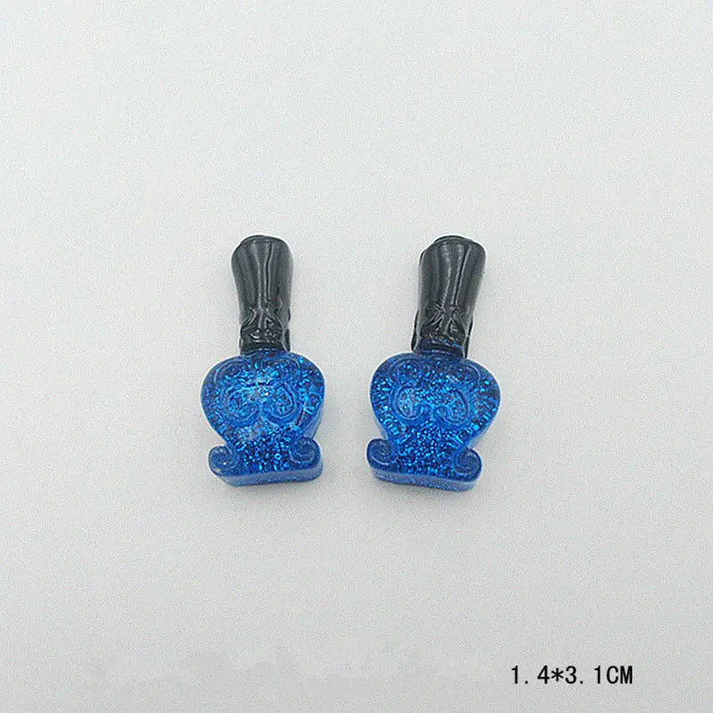 Blue Nail polish 10 шт., аксессуары из искусственной смолы, украшения для телефона, декоративный материал, плоское заднее плоское украшение из смолы, для детей, сделай сам, блестки, товары для творчества - Цвет: Blue Nail polish