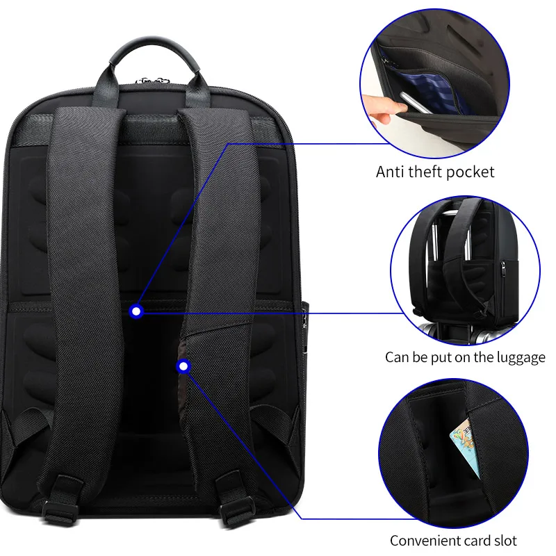 BOPAI Водонепроницаемый черный рюкзак большой емкости Anti Theft Back Pack USB для мужчин