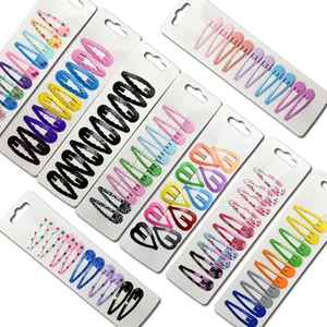 Высококачественные детские заколки для волос с принтом, 10 шт., однотонные металлические шпильки для волос, милые аксессуары для волос, заколки для волос, заколки