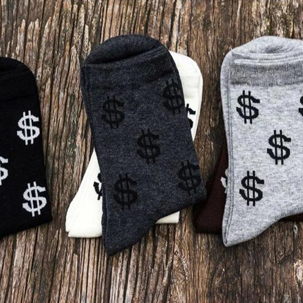Новинка, Новые мужские и женские длинные носки Harajuku Money Dollar USD3D Узорные Носки забавные носки с рисунками из мультфильмов Чистый хлопок для женщин