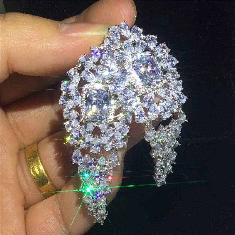 Роскошные серьги-подвески с цветочным украшением из Earrring AAAAA cz 925 серебро