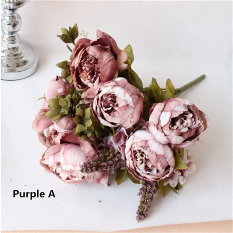 Искусственные цветы для дома Шелковый цветок европейская осень яркие пионы