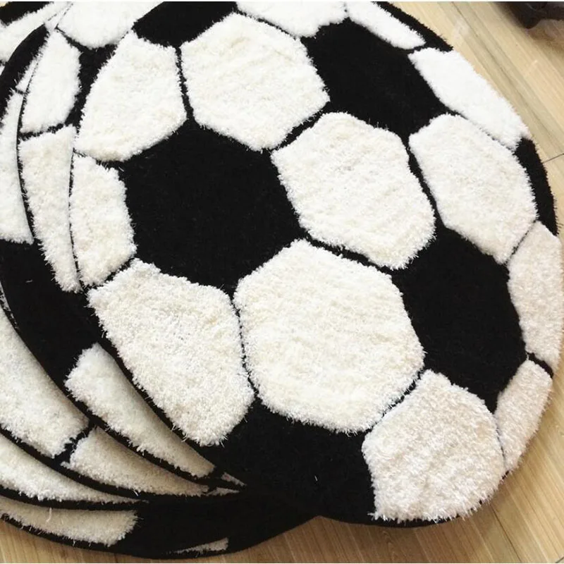 구매 Carpe 러그 거실 축구 카펫 키즈 룸 두꺼운 흑백 침실 서재 컴퓨터 의자 그라운드 매트 추가