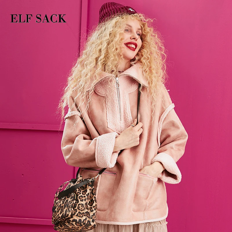 ELFSACK зимняя одежда новые женские куртки полный отложной воротник искусственный