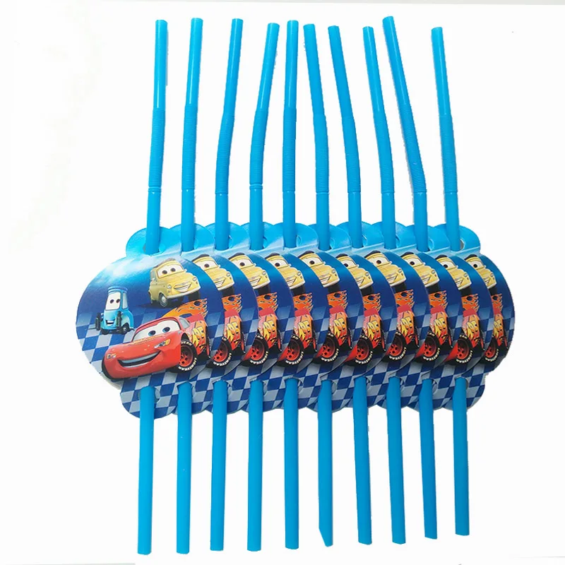 10pcs/20pcs The Cars McQueen Cartoon Disposable Straws for Kids birthday wedding Children's day party suppliers | Дом и сад