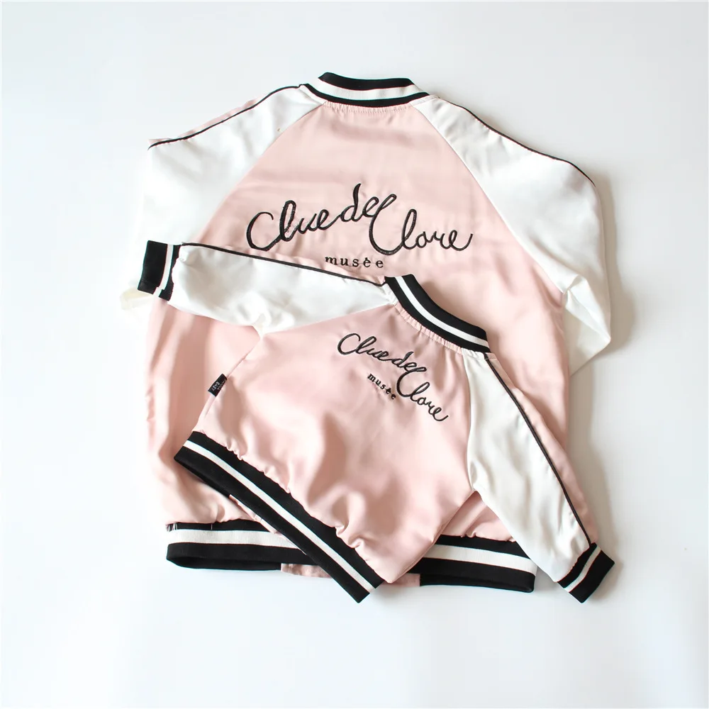Pink Jacket Семейный комплект одежды для мамы и дочки; костюмы с буквенным принтом; бейсбольная куртка; детская верхняя одежда; одинаковые комплекты для семьи; - Цвет: Pink Jacket