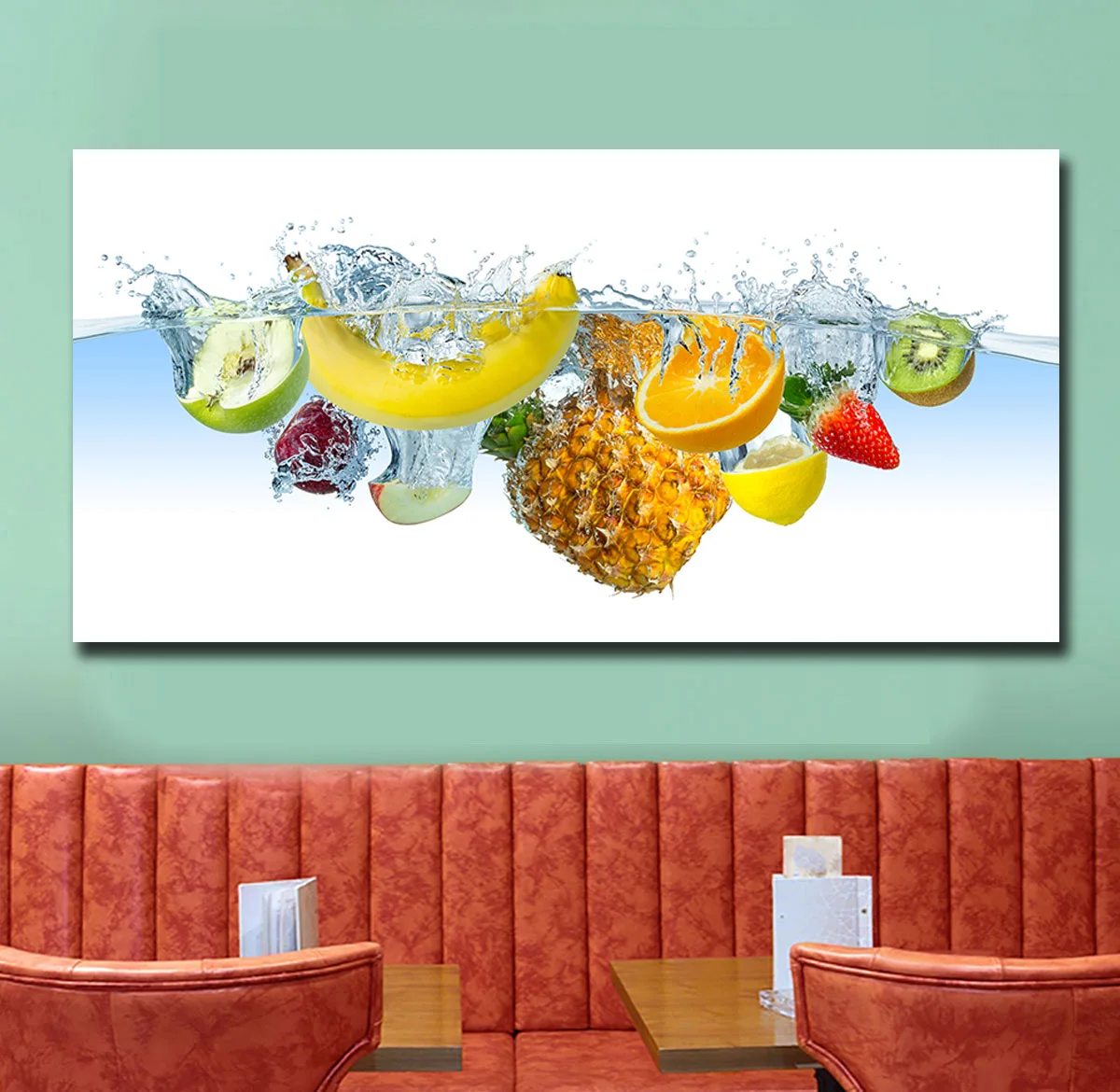 Large Size Oil Painting All kinds of fruit With Water Wall Art Canvas Prints Pictures For Living Room And Bedroom No Framed |