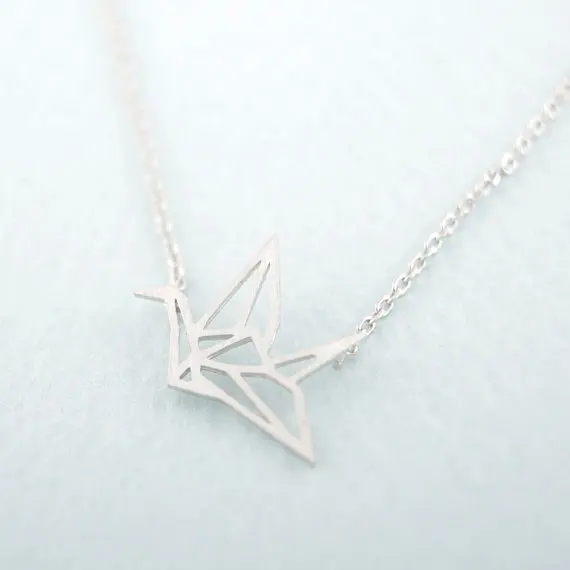 

Daisies (10pcs/lot) Pendant Necklace simple necklace bird crane Origami necklaces Animal gift wedding For Girl Women Wholesale