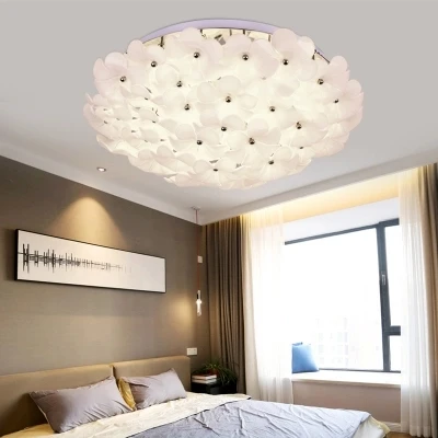 Modern Remote control Surface Mounted LED Ceiling light Flower Shape Rustic Glass Light fixture For Dining Room Foyer | Лампы и