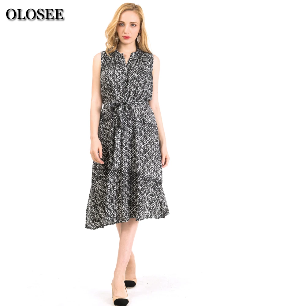 Olosee Dirndl ремень женское платье Летние Элегантные без рукавов 2018 Новый v образным