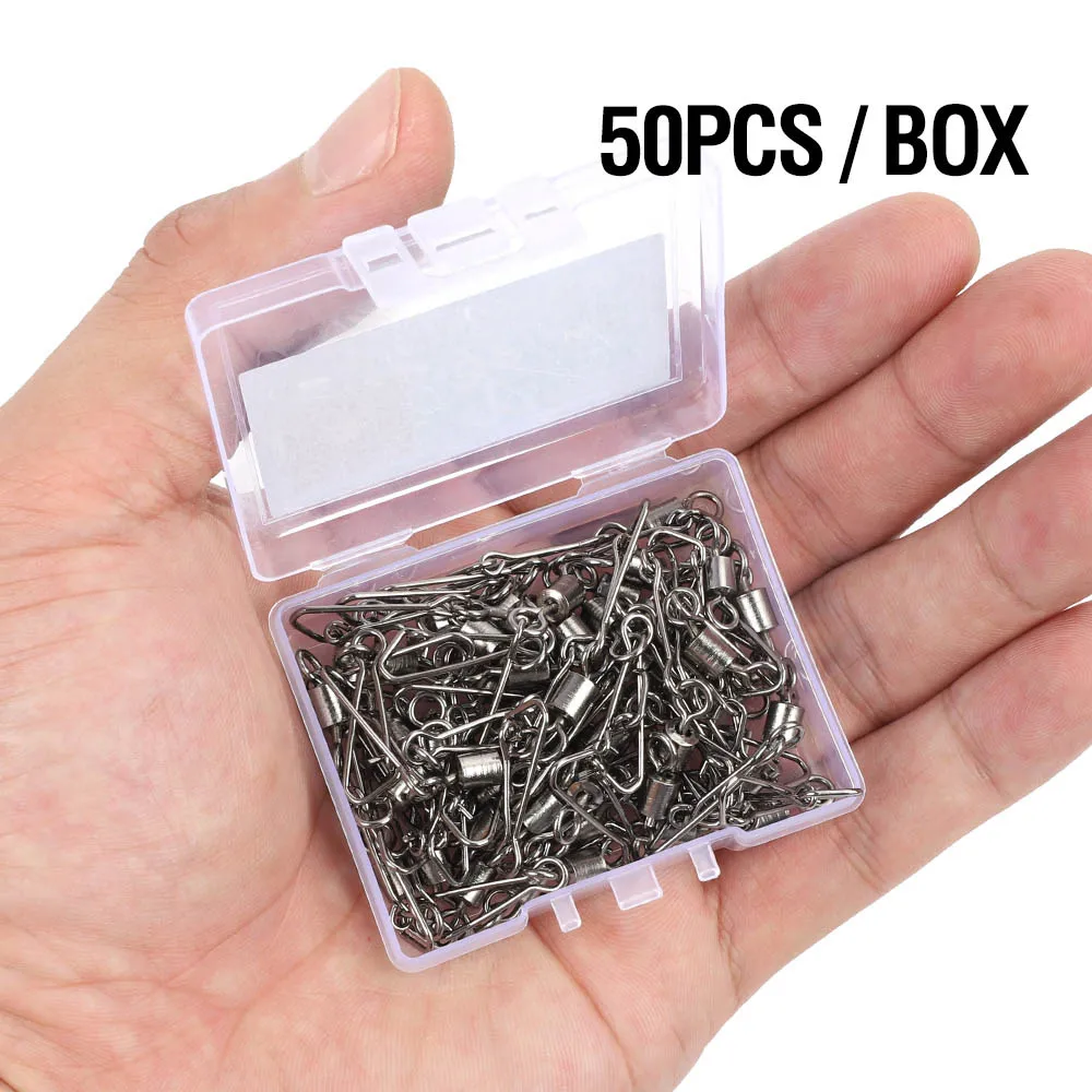 50pcs DONQL10/20/50 шт./лот Вертлюги высокоуглеродистой стали Рыболовный Соединитель с застежкой "булавка" кирпечей из глины прокатки с крючок оснастки рыболовный крючок Разъем - Цвет: 50pcs