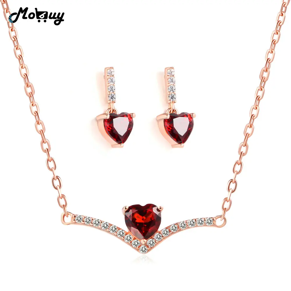 MoBuy романтические бриллиантовые серебряные 2 шт. Ювелирные наборы драгоценных