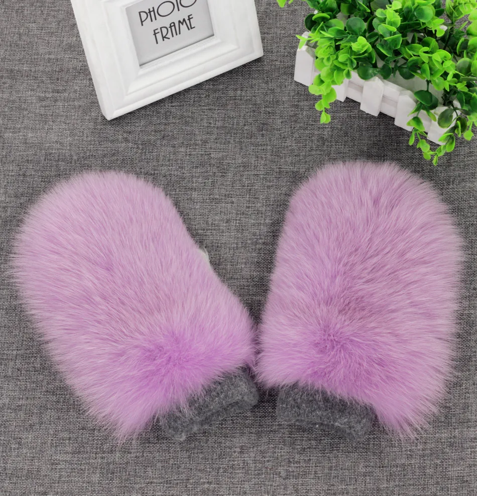 Женские зимние перчатки с покрытием из натурального меха лисы