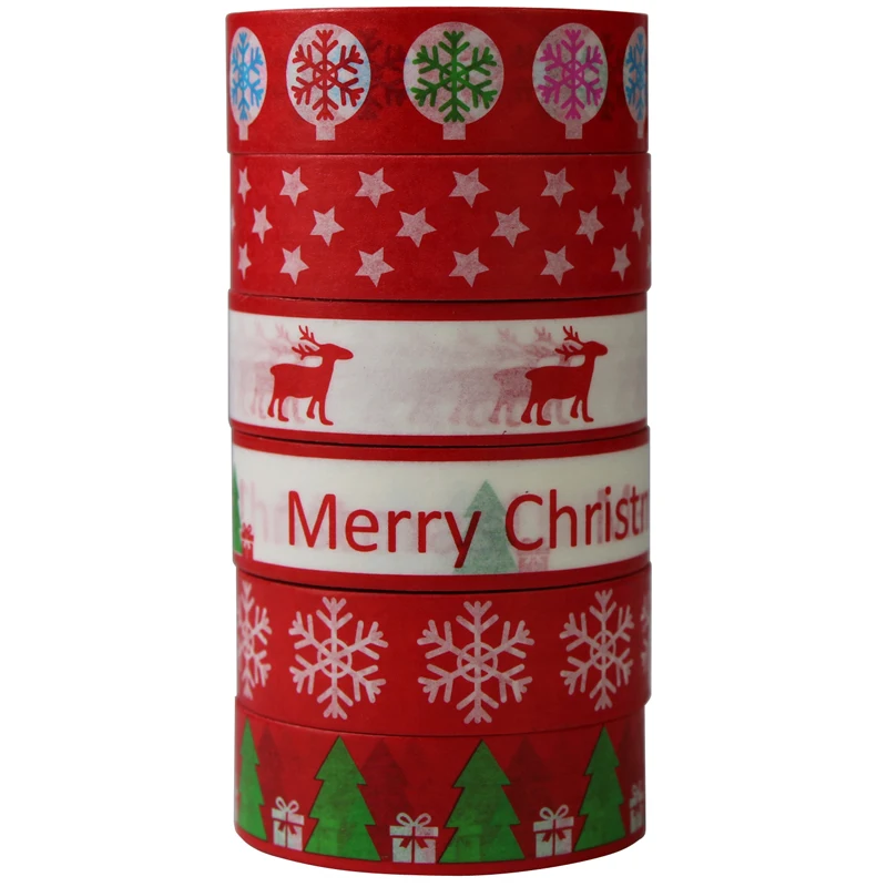 

6 Rolls Winter Christmas Washi Tape Set Decoration Paper Masking Tapes Label Adhesive Tape DIY Scrapbook Sticker,15mm*10m