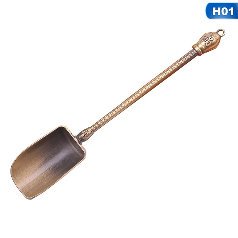 H01 Китайские чайные ложки, медная чайная ложка, ложка, чайные листья, держатель, высокое качество, для китайского чая кунг-фу, аксессуары, инструменты - Цвет: H01