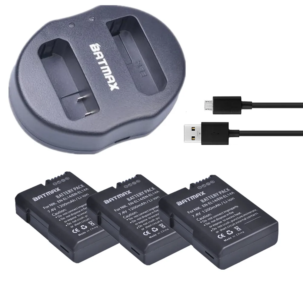 3 шт. Bateria EN-EL14 EN EL14 литий-ионный Батарея + Dual USB Зарядное устройство для Nikon P7800 P7700