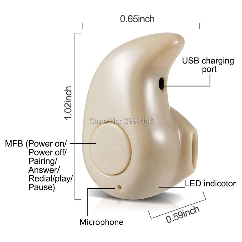 Songideal Беспроводной Bluetooth Наушники маленький наушники с микрофоном для iPhone Samsung