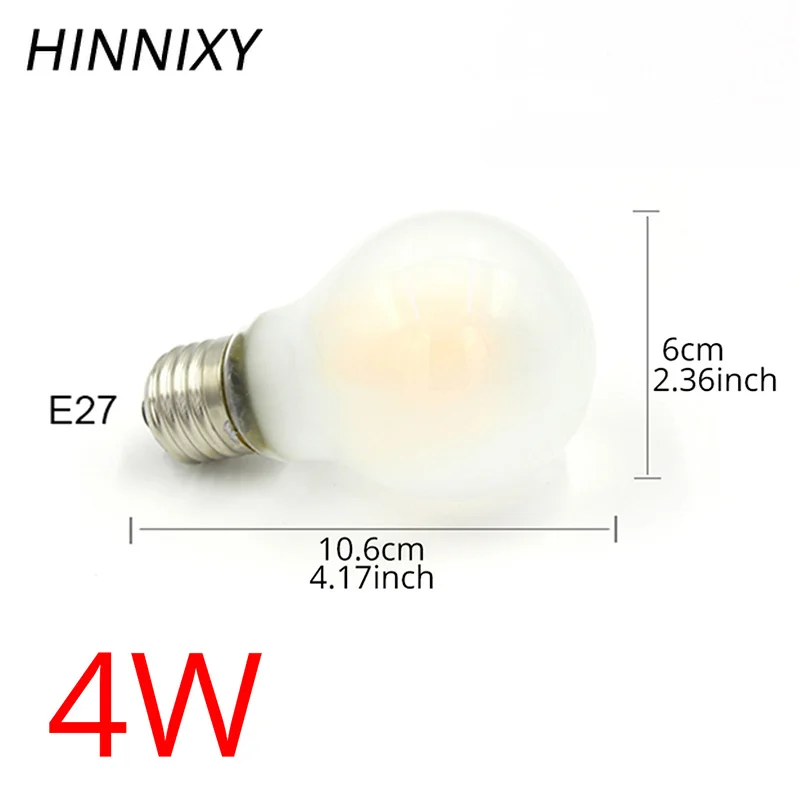 Hinnixy Светодиодная лампа накаливания матовая E27 стеклянная Эдисона с регулируемой
