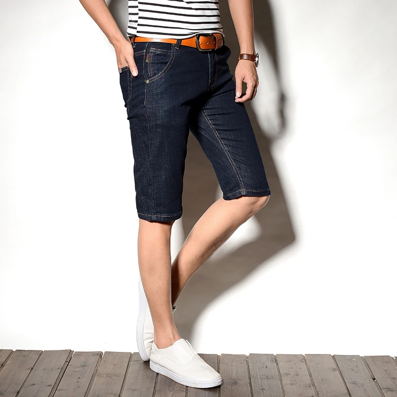 Batmo 2018 new arrival summer high quality denim shorts men men's casual knee length slim jeans plus-size 28-38 D909 |