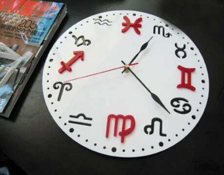 022881 12 zodiac signs figure art creative home fashion mute decorative wall clock free shipping | Дом и сад