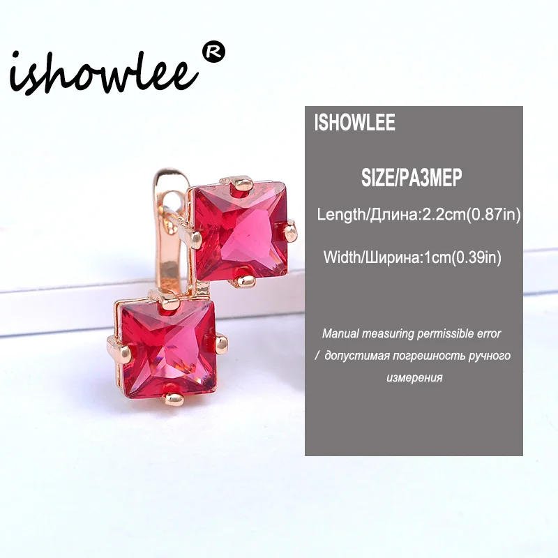 Квадратные серьги-гвоздики ISHOWLEE с кристаллами для женщин минимализм фианиты