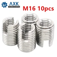 10pcs stainless steel m16 self tapping thread insert screw bushing m162 022mm 302 slotted type wire thread repair insert