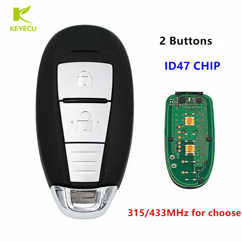 KEYECU OEM 2 кнопки дистанционного смарт ключ 315 МГц/433 МГц с ID47Chip для Suzuki SX4 2014 2018 крест