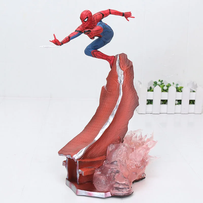 spiderman no box Мстители Капитан Марвел 22-27 см танос Железный человек Человек-паук Дэнверс статуя ко железная Студия ПВХ Фигурки Игрушка Фигурка игрушка подарок - Цвет: spiderman no box