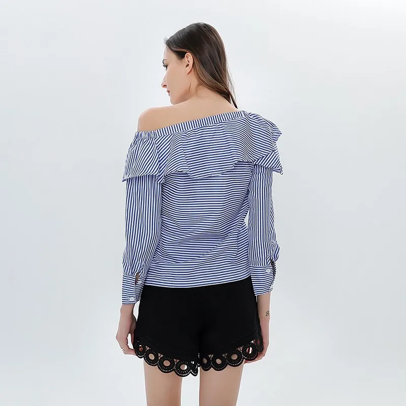 Женская блузка TWOTWINSTYLE с длинным рукавом в полоску большие размеры|sexy blouse|women shirt