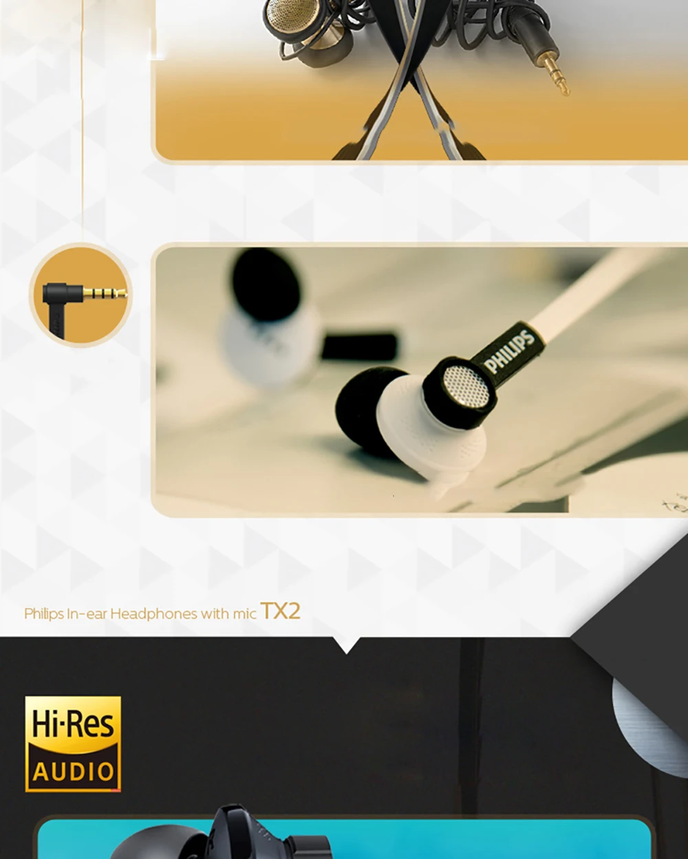 Оригинальные Наушники Philips Tx1 HiRes с высоким разрешением HIFI Fever, наушники с шумоподавлением для телефона samsung Xiaomi
