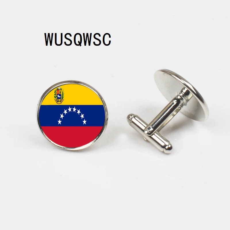 WUSQWSC 1 пара Запонки серебряные запонки с флагом Venezuela мужские пуговицы