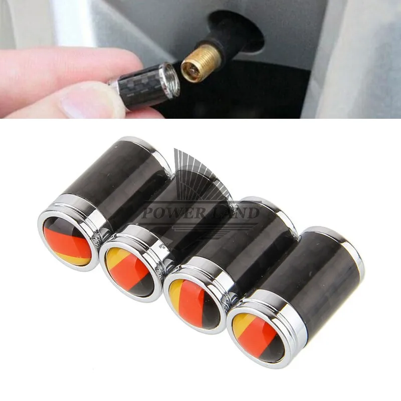 

Car Truck Carbon Fiber Germany Flag Logo Car Wheel Tire Valve Caps Auto Tyre Stem Air Cover Universal Fit For Volkswagen VW Benz