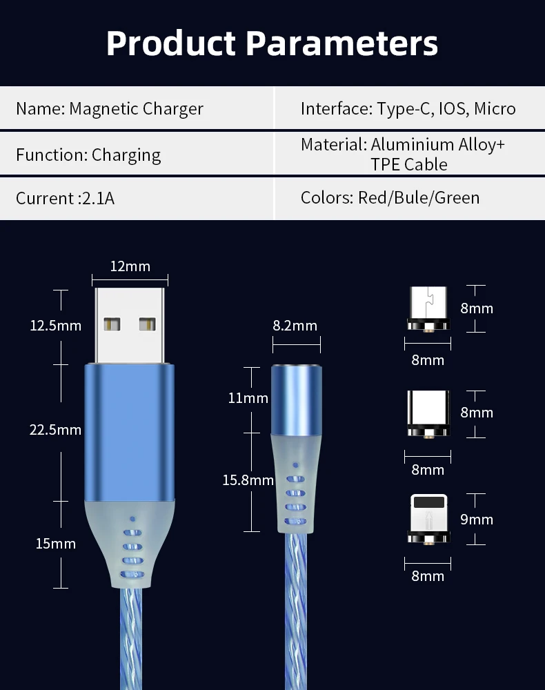SUNPHG поток световой Магнитный кабель светодиодный светильник Micro USB шнур Тип C кабель зарядного устройства для iPhone samsung мобильный телефон зарядный провод
