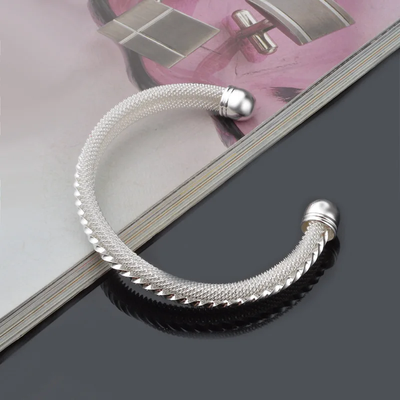 Fashion Women Females Silver Jewelry Twining Round Charm Open Adjustable Bangle Cuff Bracelet Girl Best Gifts Z03 | Украшения и
