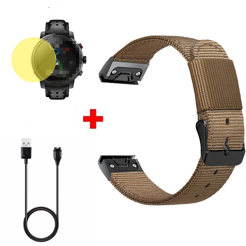 Color2 26 22 20 мм силиконовый ремешок для Garmin Fenix 5X5 5S ремешок Quick Release ремешок для экрана пленка для Garmin Fenix USB Кабель зарядного устройства - Цвет: Color2