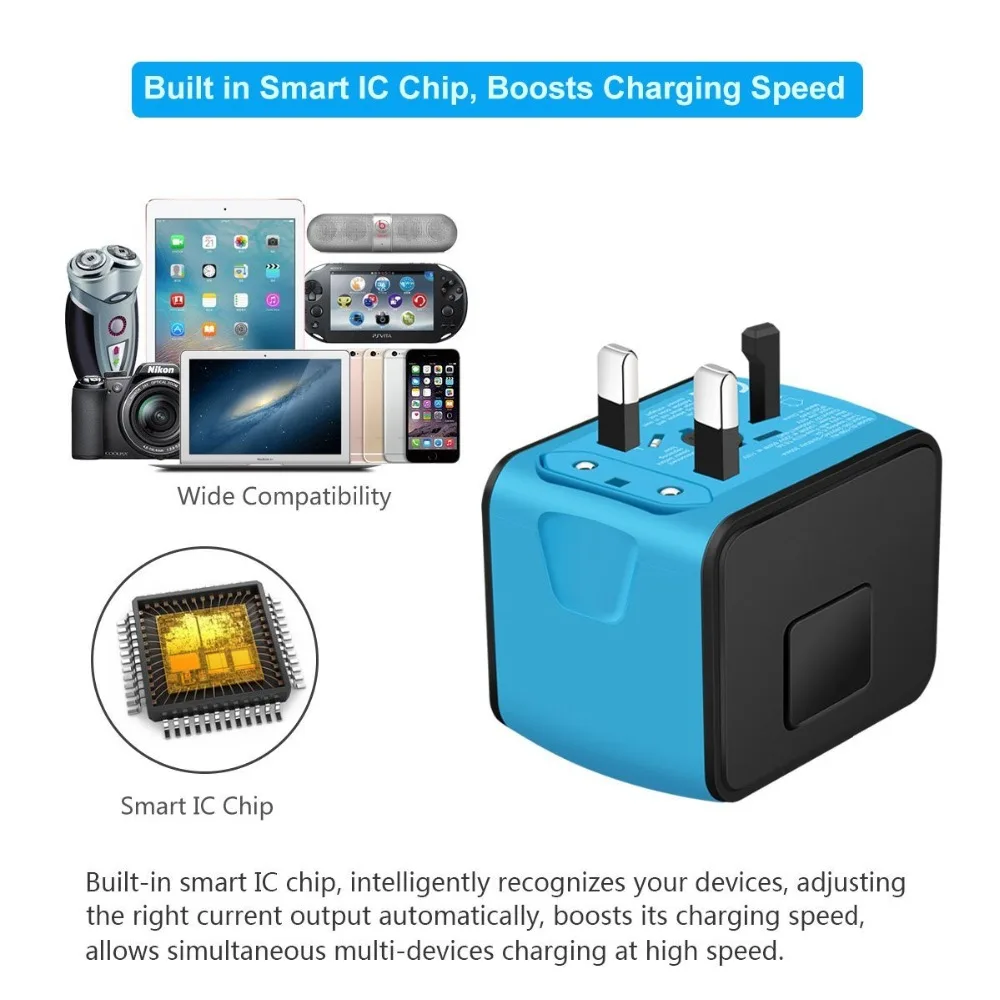 Lgsixe A -104 Universal Travel Adapter 2.4A Dual USB Wall Charger eu to us plug in adaptor EU UK US AU | Электроника