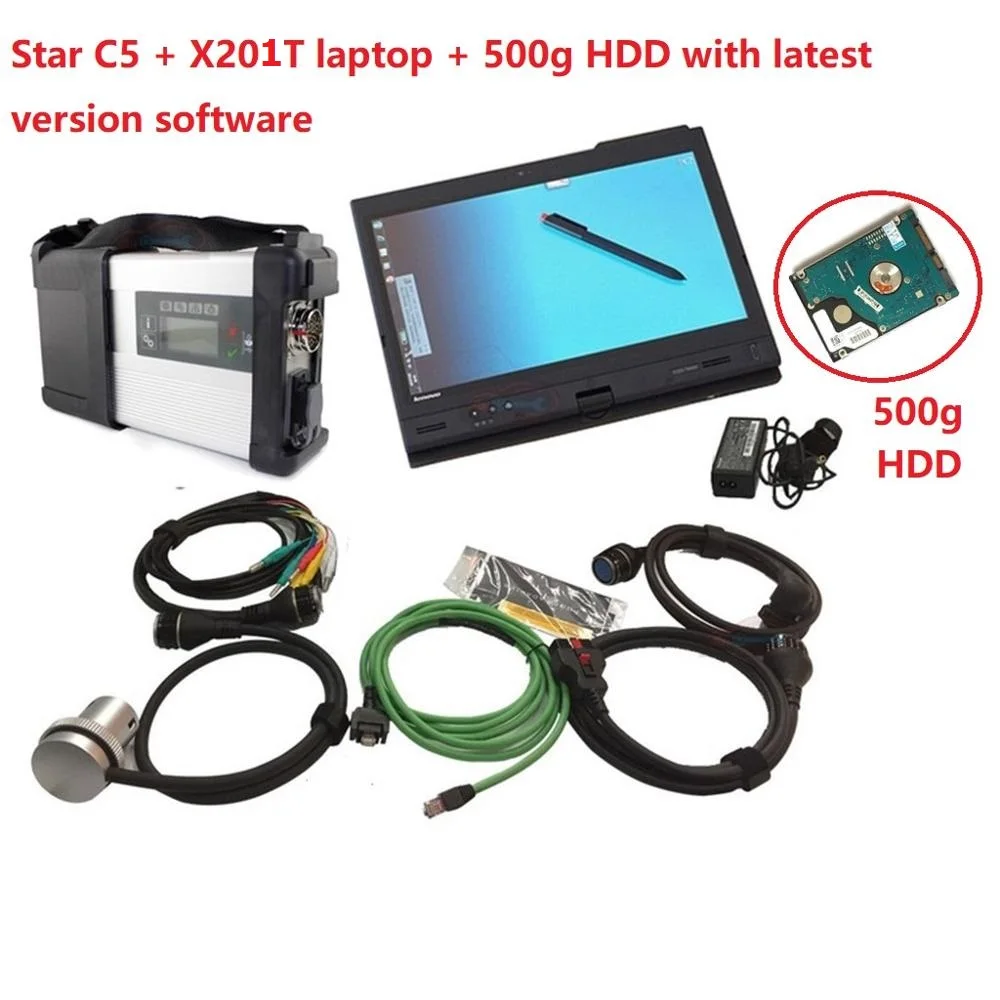 come with 500g HDD Лучший MB STAR C5 сканер лучше, чем Star c4 sd Подключение 4 с новейшим программным обеспечением c5 и ноутбуком x201t для b-enz готов к работе - Цвет: come with 500g HDD