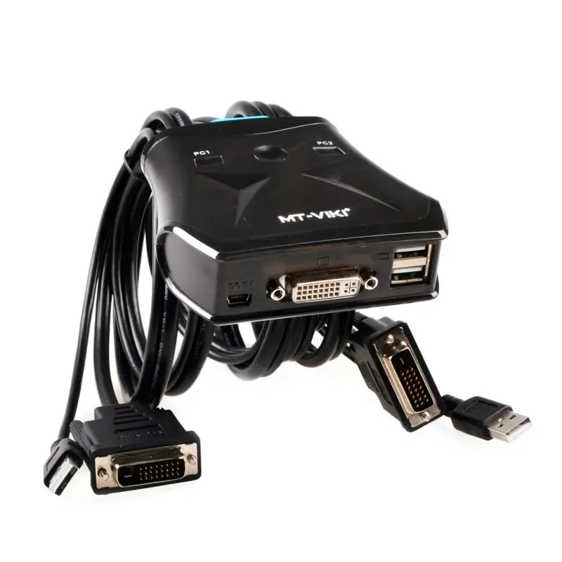 Дизайн MT-VIKI 2 порта DVI KVM переключатель USB с проводным умным ручным расширение для рабочего стола коммутатор и кабель MT-201DL