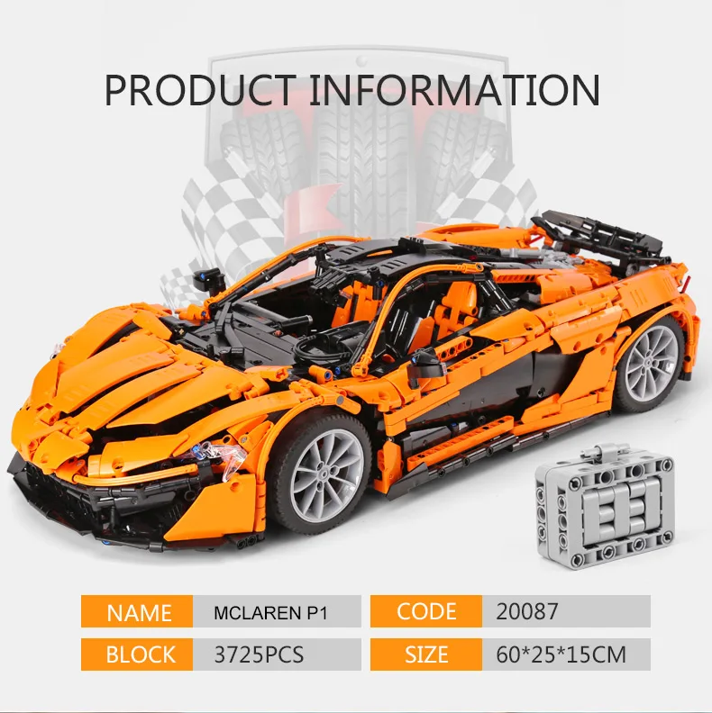 1-8 соотношение Technic серия mlaren P1 Комплект гоночных автомобилей приложение RC модели строительные блоки мощность двигатель функция игрушки Fit 20087