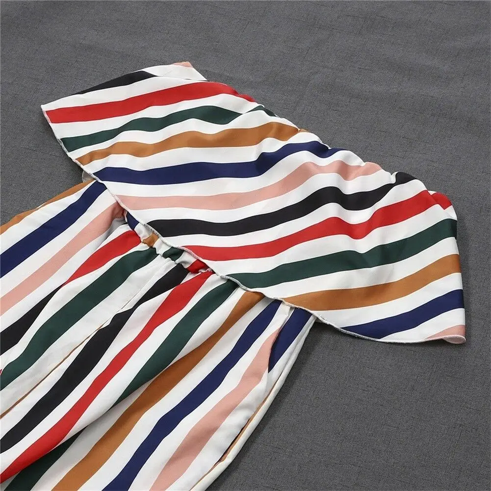 Летний комплект для всей семьи платье в полоску одежда матери и дочери длинный