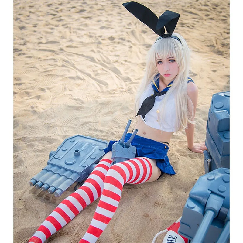 Коллекция игр косплей костюмы Shimakaze матросский костюм купальник носки для женщин