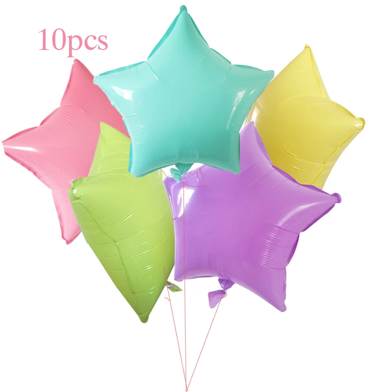 10 шт., карамельный цвет, макароны, мороженое, цветной фольгированный шар, 18 дюймов, сердце, звезда, круглые шары, свадебные, детские, на день рождения, вечерние, украшения - Цвет: Star MIX