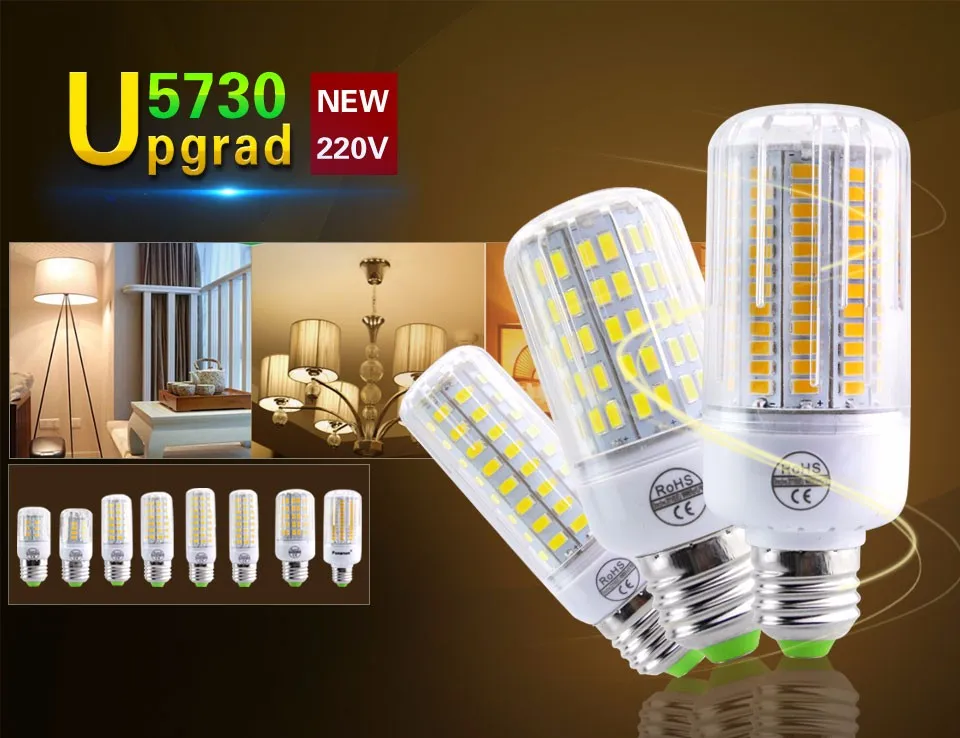 Новое поступление SMD5730 E27 24 30 42 64 80 89 светодиодный s лампа мощность CFL 20-35 Вт 220 в 230 В светодиодные лампы для дома освещение с CE ROHS