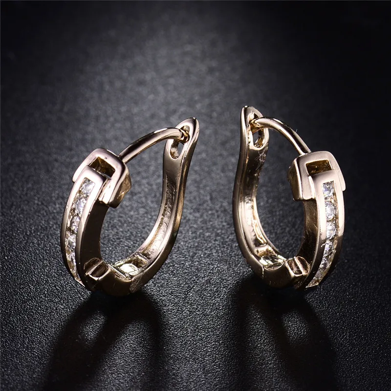 BUDONG Fashion Hoop Earrings for Women Infinity Silver/Gold Color Pave CZ Zirconia Casual Wedding Jewelry XUE141 | Украшения и