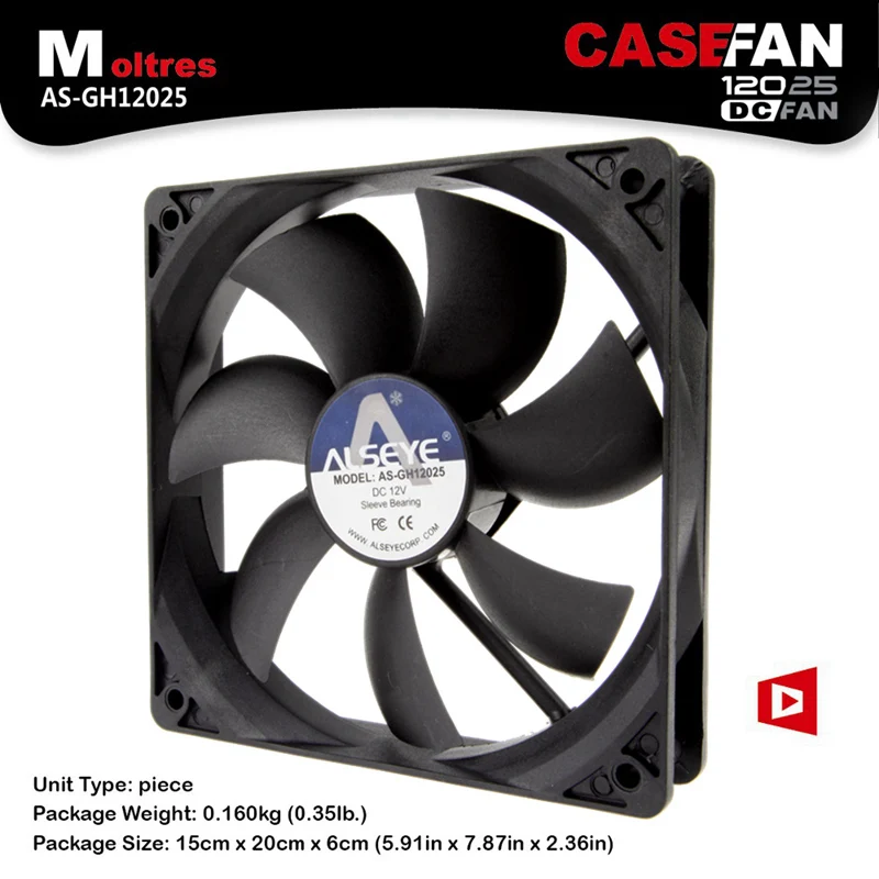 Alseye 120 мм компьютер Вентилятор Cooler 1600 об./мин. 3pin 12 В вентилятор радиатора (10 шт.)